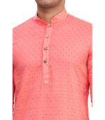 Peach Cotton Reception Wear Kurta Pyjama