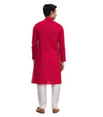 Red Silk Ethnic Wear Kurta Pyjama