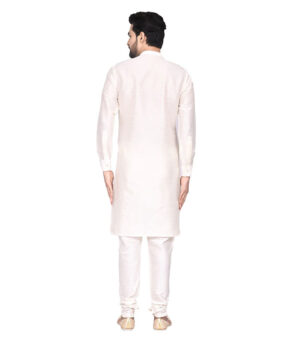 Off White Silk Traditional Wear Kurta Pyjama