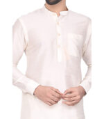 Off White Silk Traditional Wear Kurta Pyjama