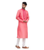 Pink Cotton Wedding Wear Kurta Pyjama