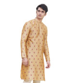 Beige Silk Ceremonial Kurta Pyjama