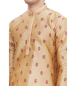 Beige Silk Ceremonial Kurta Pyjama