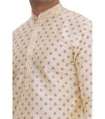 Beige Cotton Festival Wear Kurta Pyjama