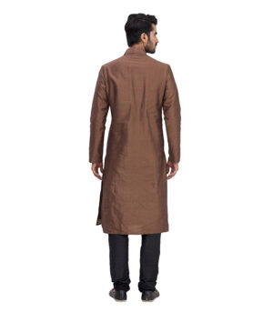 Brown Silk Party Wear Kurta Pyjama