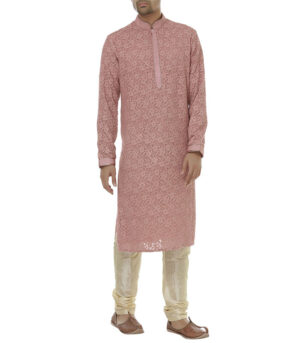 Pink Cotton Ethnic Wear Kurta Pyjama