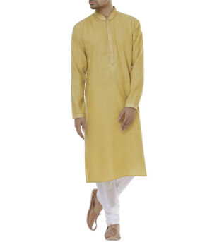 Olive Cotton Wedding Wear Kurta Pyjama