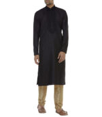 Black Cotton Ethnic Wear Kurta Pyjama