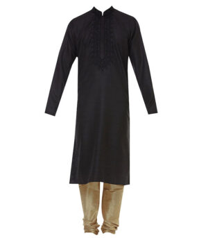 Black Cotton Ethnic Wear Kurta Pyjama