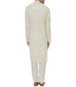 Cream Cotton Party Wear Kurta Pyjama