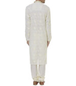 Off White Cotton Ethnic Wear Kurta Pyjama