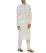 Cream Cotton Reception Wear Kurta Pyjama