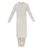 Cream Cotton Reception Wear Kurta Pyjama