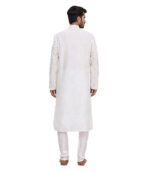 Off White Cotton Traditional Wear Kurta Pyjama