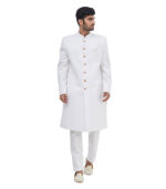 Solid White Suiting Ceremonial Sherwani