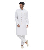 Solid White Suiting Ceremonial Sherwani