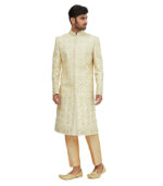 Cream Silk Festival Wear Sherwani