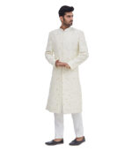 Cream Silk Party Wear Sherwani