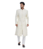 Cream Silk Party Wear Sherwani