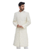 Cream Silk Party Wear Sherwani