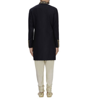 Black Suiting Reception Wear Sherwani