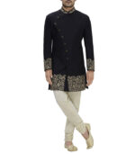 Black Suiting Reception Wear Sherwani