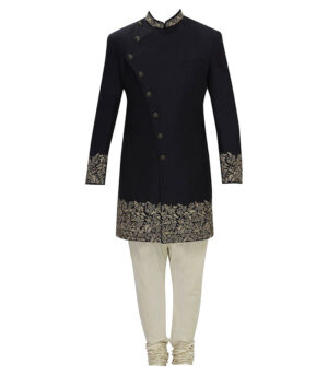 Black Suiting Reception Wear Sherwani