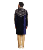 Navy Blue Silk Ethnic Wear Sherwani