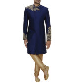 Blue Silk Traditional Wear Sherwani