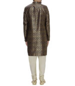Gold Brocade Silk Wedding Wear Kurta Pyjama