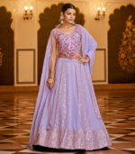 Lavender Sequence Embroidered Wedding Bridal Lehenga Choli