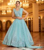 Sky Sequence Embroidered Work Wedding Bridal Lehenga Choli