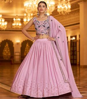 Dusty Pink Sequence Party Wear Bridal Lehenga Choli