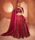 Magenta Sequence Mirror Work Wedding & Party Wear Bridal Lehenga Choli