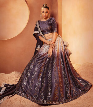 Purple Sequence Embroidered Wedding Wear Bridal Lehenga Choli