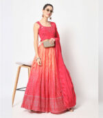 Pink Silk Foil Printed Lehenga Choli