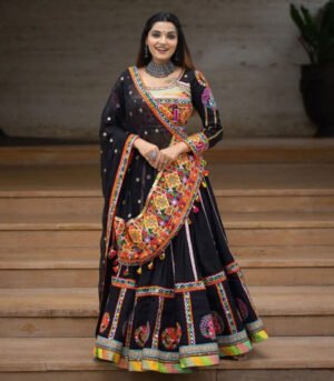 Black And Multicolor New Stylish Designer Choli With Dupatta