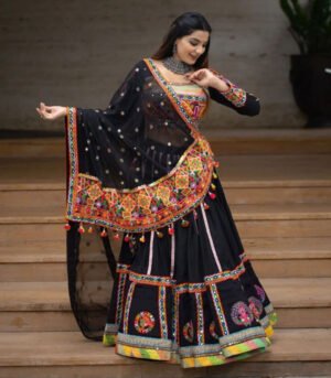 Black And Multicolor New Stylish Designer Choli With Dupatta