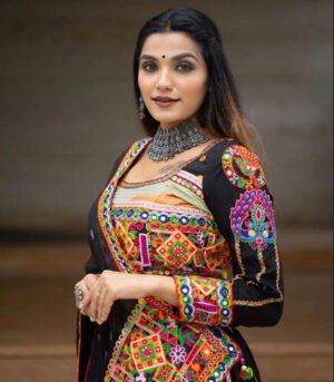 Black And Multicolor New Stylish Designer Choli With Dupatta