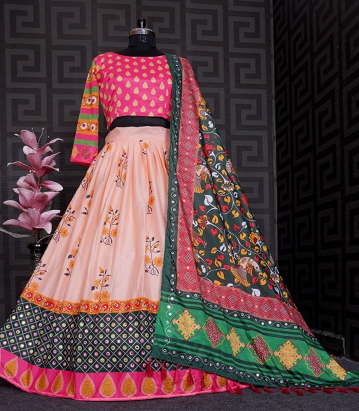 Pink And Multicolor New Stylish Designer Navratri Chaniya Choli