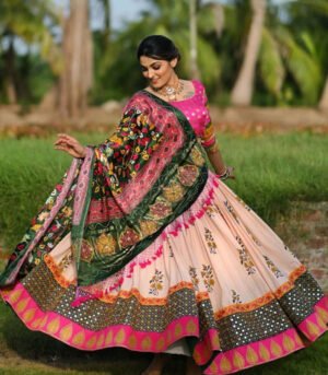 Pink And Multicolor New Stylish Designer Navratri Chaniya Choli With Dupatta