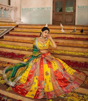 Yellow And Red Navratri Chaniya Choli With Dupatta