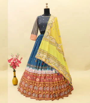 Green And Yellow New Stylish Navratri Chaniya Choli With Dupatta
