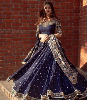 Navy Blue New Digital Navratri Chaniya Choli With Dupatta