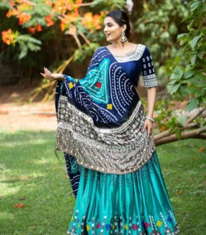 Sky Blue New Stylish Designer Digital Printed Work Navratri Chaniya Choli With Dupatta