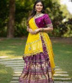 Purple And Gold Lunching New Designer Party Fancy Navratri Chaniya Choli With Dupatta