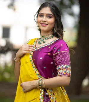 Purple And Gold Lunching New Designer Party Fancy Navratri Chaniya Choli With Dupatta