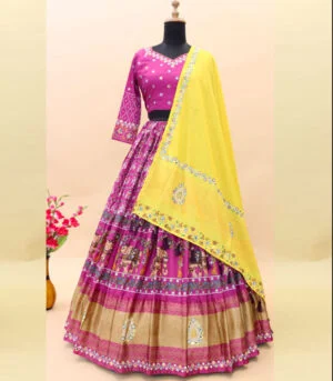 Purple And Gold Lunching New Designer Party Fancy Navratri Chaniya Choli With Dupatta