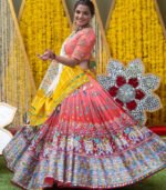 Pink And Multicolor Printed Work Navratri Chaniya Choli With Dupatta