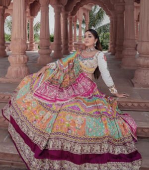 Pink And Multicolor New Stylish Designer Navratri Chaniya Choli